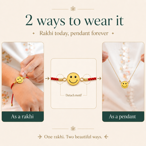 18K Gold Plated Rakhi Smiley Face Motif Charm Kids Character Rakhi - House of Viya
