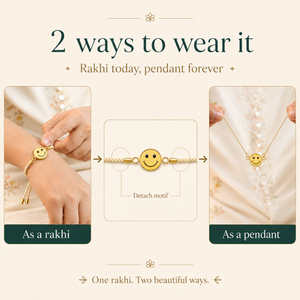 18K Gold Plated Rakhi Smiley Face Motif Charm Kids Character Rakhi - House of Viya