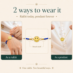 18K Gold Plated Rakhi Smiley Face Motif Charm Kids Character Rakhi - House of Viya