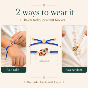 18K Gold Plated Rakhi Stone-Studded Rocket Motif Kids Character Rakhi - House of Viya