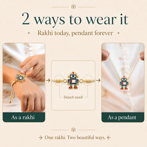 18K Gold Plated Rakhi Stone-Studded Robot Motif Kids Character Rakhi - House of Viya