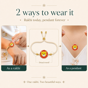 18K Gold Plated Rakhi Lion Motif Animal Charm Kids Character Rakhi - House of Viya