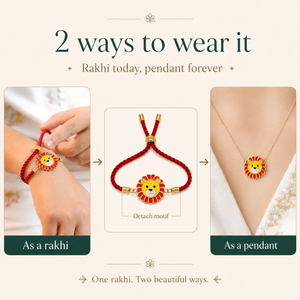 18K Gold Plated Rakhi Lion Motif Animal Charm Kids Character Rakhi - House of Viya