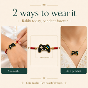 18K Gold Plated Rakhi Game Controller Motif Charm Kids Character Rakhi - House of Viya