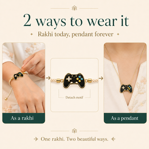 18K Gold Plated Rakhi Game Controller Motif Charm Kids Character Rakhi - House of Viya