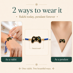 18K Gold Plated Rakhi Game Controller Motif Charm Kids Character Rakhi - House of Viya