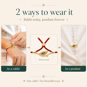 18K Gold Plated Rakhi Stone-Studded Feather Motif Charm Design Rakhi - House of Viya