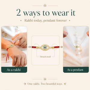18K Gold Plated Rakhi Stone-Studded Eye Design Motif Charm Rakhi - House of Viya