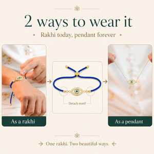 18K Gold Plated Rakhi Stone-Studded Eye Design Motif Charm Rakhi - House of Viya