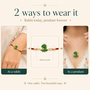 18K Gold Plated Rakhi Dinosaur Motif Charm Kids Character Rakhi - House of Viya