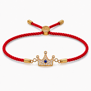 18K Gold Plated Rakhi Stone-Studded Crown Prince Motif Charm Rakhi - House of Viya