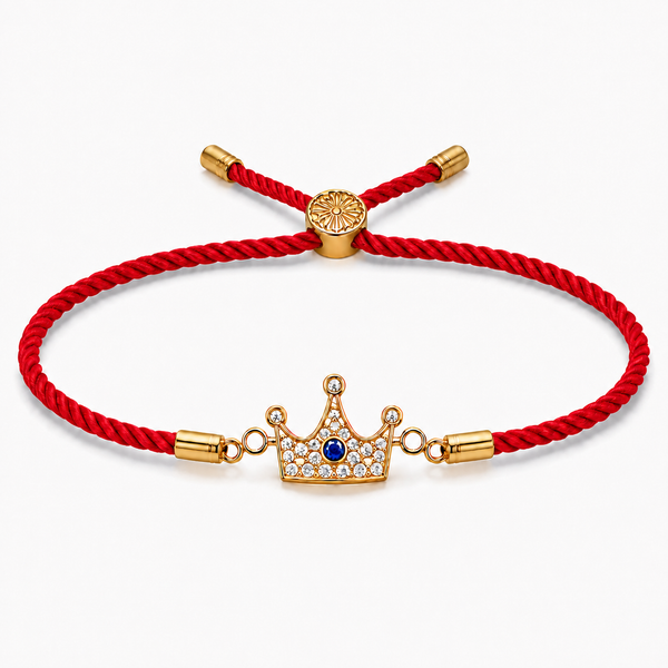 18K Gold Plated Rakhi Stone-Studded Crown Prince Motif Charm Rakhi - House of Viya