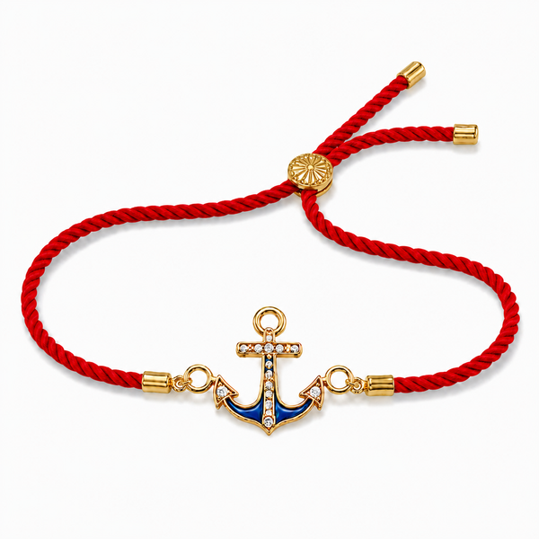 18K Gold Plated Rakhi Stone-Studded Anchor Motif Design Rakhi - House of Viya