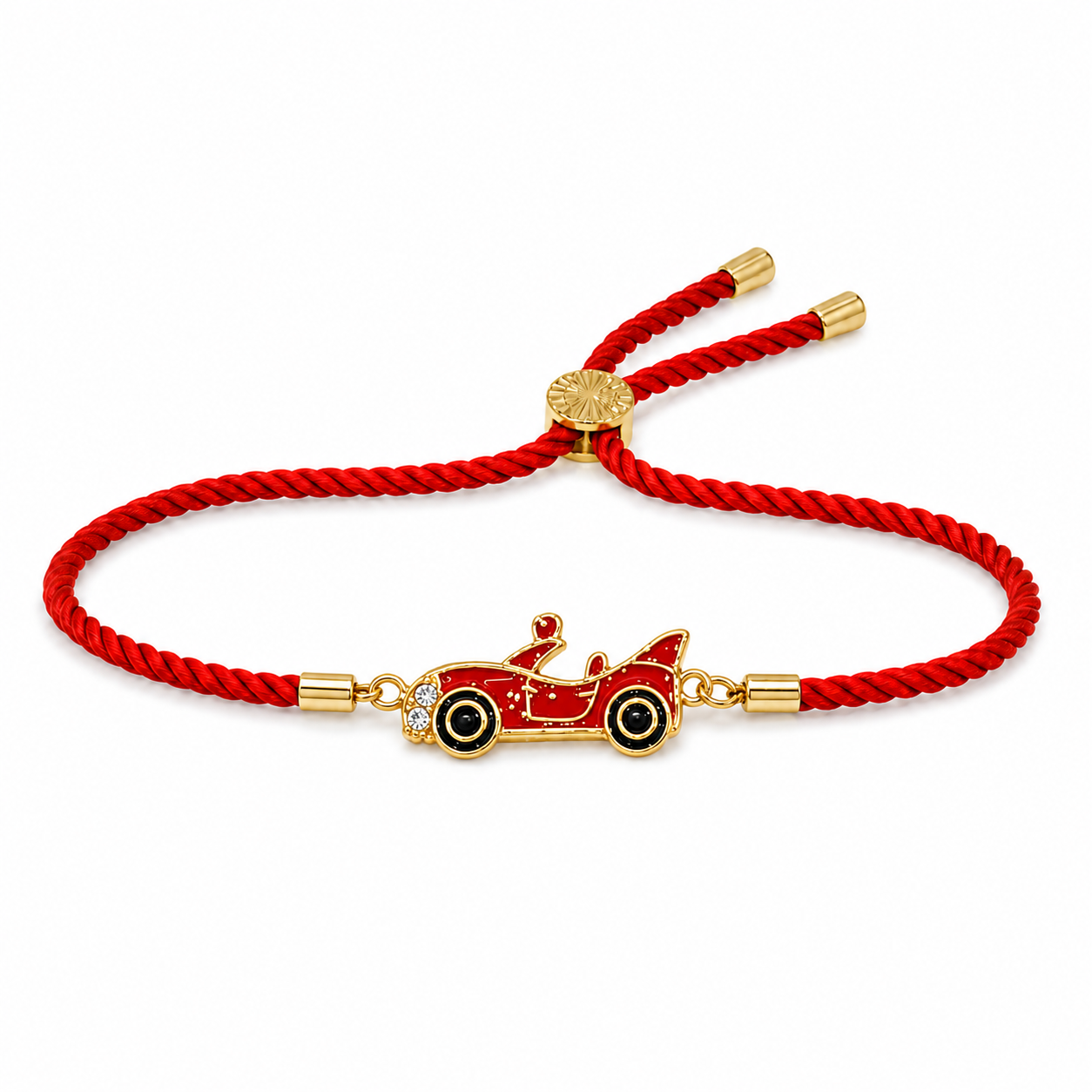 18K Gold Plated Rakhi Stone-Studded Car Motif Charm Kids Rakhi - House of Viya