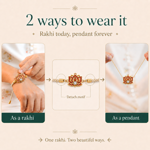 18K Gold Plated Rakhi Stone-Studded Lotus Floral Motif Design Rakhi - House of Viya