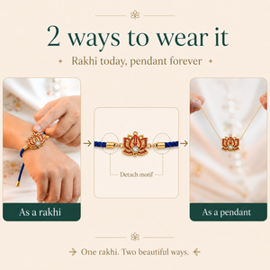 18K Gold Plated Rakhi Stone-Studded Lotus Floral Motif Design Rakhi - House of Viya