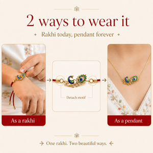 Rakhi Stone-Studded Peacock  royal Motif Floral Rakhi - House of Viya