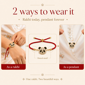 18K Gold Plated Rakhi Panda Animal Motif Charm Kids Character Rakhi - House of Viya