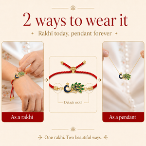 18K Gold Plated Rakhi Stone-Studded Peacock Motif Floral Design Rakhi - House of Viya
