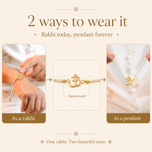 18K Gold Plated Rakhi Om Motif Religious Spiritual Traditional Rakhi - House of Viya