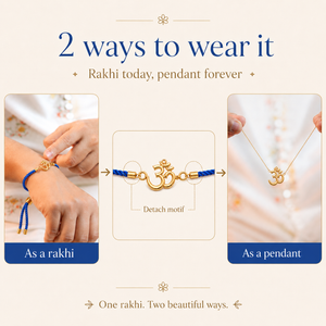 18K Gold Plated Rakhi Om Motif Religious Spiritual Traditional Rakhi - House of Viya