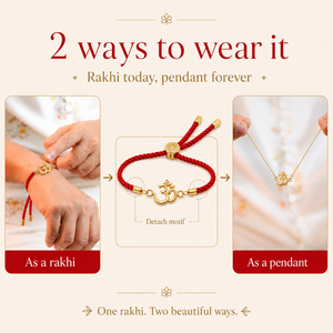18K Gold Plated Rakhi Om Motif Religious Spiritual Traditional Rakhi - House of Viya