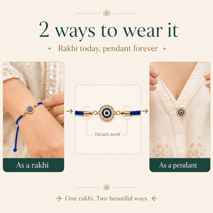 18K Gold Plated Rakhi Stone-Studded Nazar Evil Eye Motif Design Rakhi - House of Viya