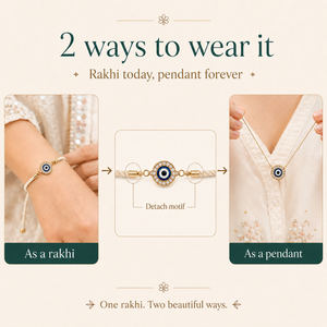 18K Gold Plated Rakhi Stone-Studded Nazar Evil Eye Motif Design Rakhi - House of Viya