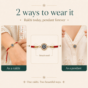 18K Gold Plated Rakhi Stone-Studded Nazar Evil Eye Motif Design Rakhi - House of Viya