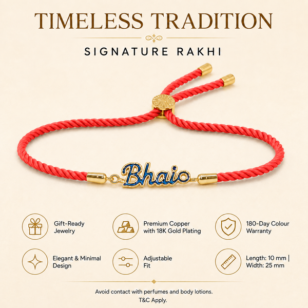 18K Gold Plated Rakhi Bhaio Charm Design Rakhi - House of Viya