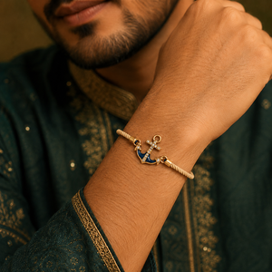 18K Gold Plated Rakhi Stone-Studded Anchor Motif Design Rakhi - House of Viya