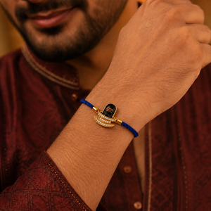 18K Gold Plated Rakhi Shiva Motif Religious Traditional Rakhi - House of Viya