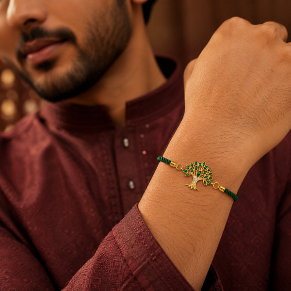 Rakhi Stone-Studded Tree Motif Floral Design Rakhi