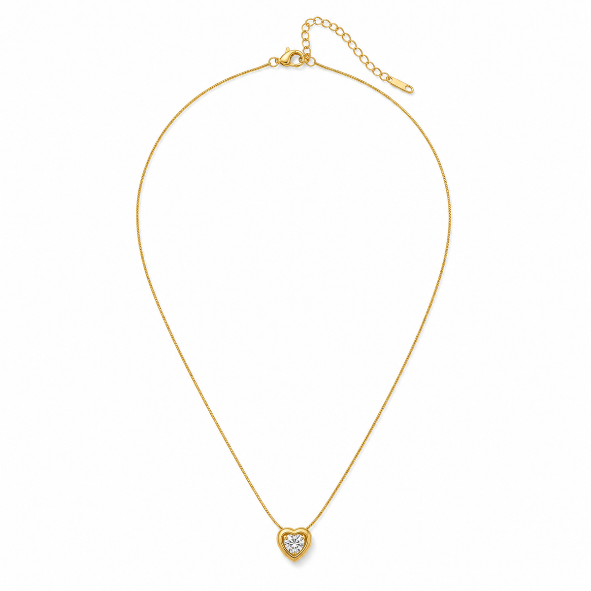 Chain 18K Gold-Plated Minimal Chain with White Heart Crystal Pendant