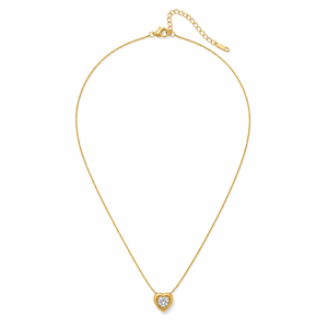 Chain 18K Gold-Plated Minimal Chain with White Heart Crystal Pendant - House of Viya
