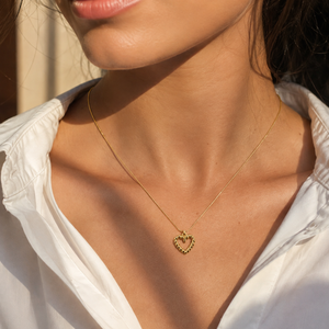 Chain 18K Gold-Plated Delicate Chain with Open Heart Pendant - House of Viya