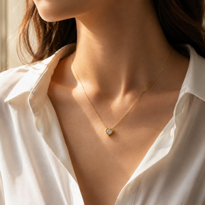 Chain 18K Gold-Plated Minimal Chain with White Heart Crystal Pendant - House of Viya