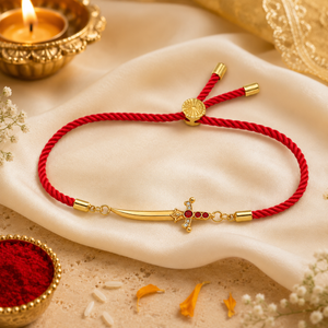 Rakhi Stone-Studded Sword Motif Traditional Design Rakhi