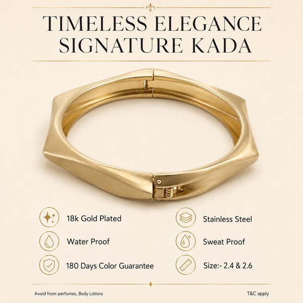 Kadas Gold-Tone Diamond-Cut Broad Kada