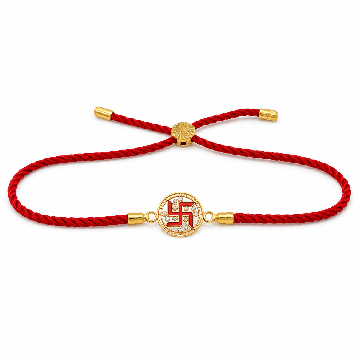 Rakhi Stone-Studded Swasthik Colour Motif Religious Rakhi
