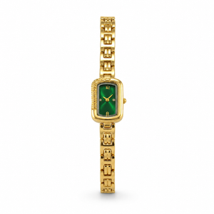 Watches Gold-Tone Rectangular Green Dial Bracelet Watch for Women