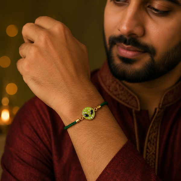 Rakhi Stone-Studded Alien Motif Character Rakhi