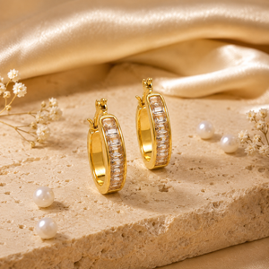 Earrings Gold-Tone Triple Stone Cluster Earrings - House of Viya