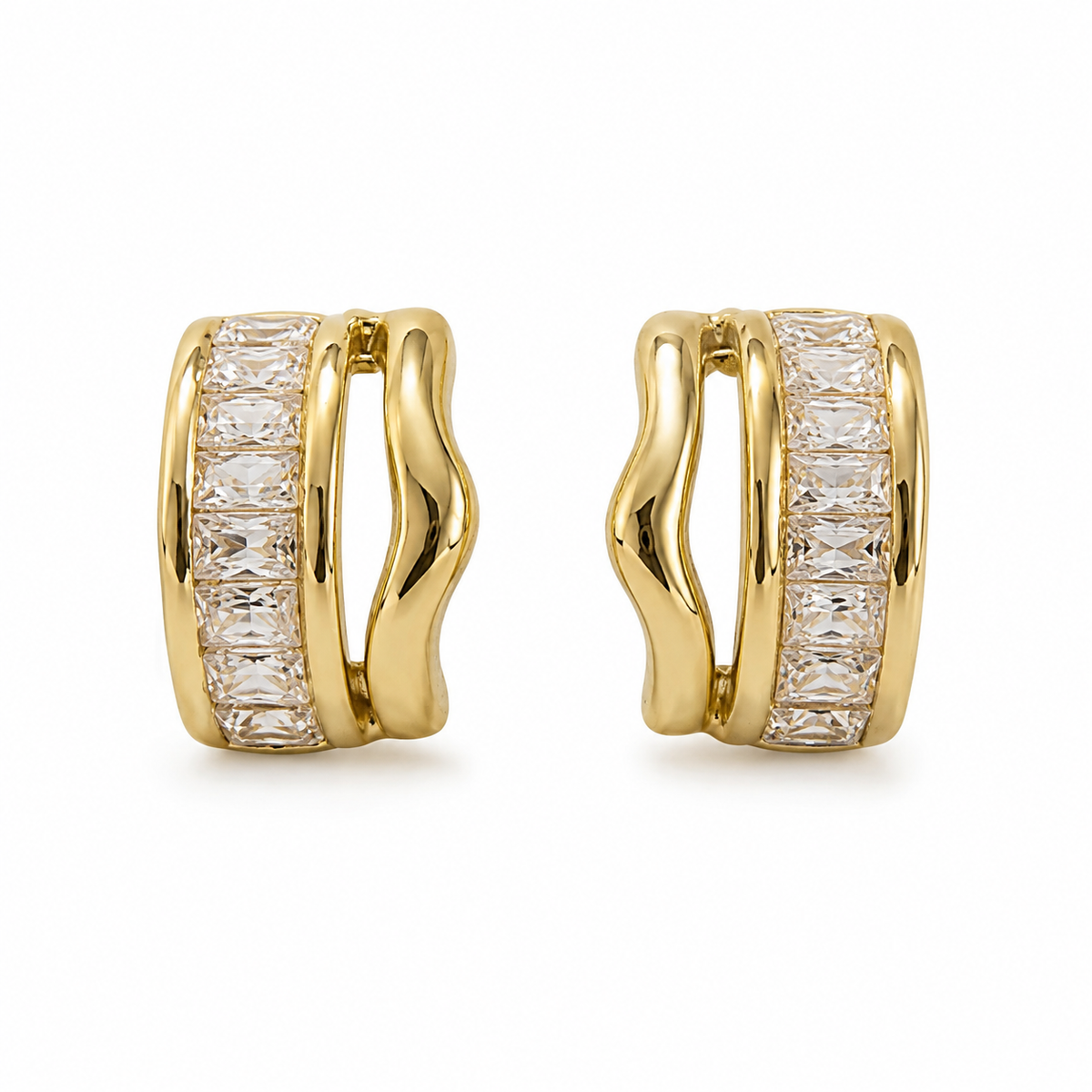 Earrings Gold-Tone Sunburst Radiating Stone Earrings