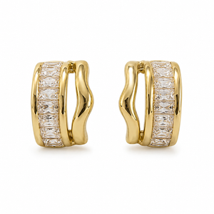 Earrings Gold-Tone Sunburst Radiating Stone Earrings - House of Viya