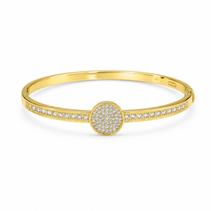 Kadas Gold-Tone Crystal-Studded Circular Motif Slim Kada for Women