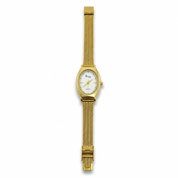 Watches Gold-Tone Barrel Dial Mesh Bracelet Watch for Women
