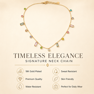 Chains Gold-Tone Multicolor Stone-Studded Charm Chain for Women