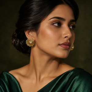 Earrings Gold-Tone Pearl Accent Round Dangle Earrings - House of Viya