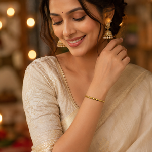 Gold Petal Leaf Textured Stud Oval Kada for Women | No Stone Embossed Floral Stainless Steel Ladies Bangle | Texture Festive Jewellery